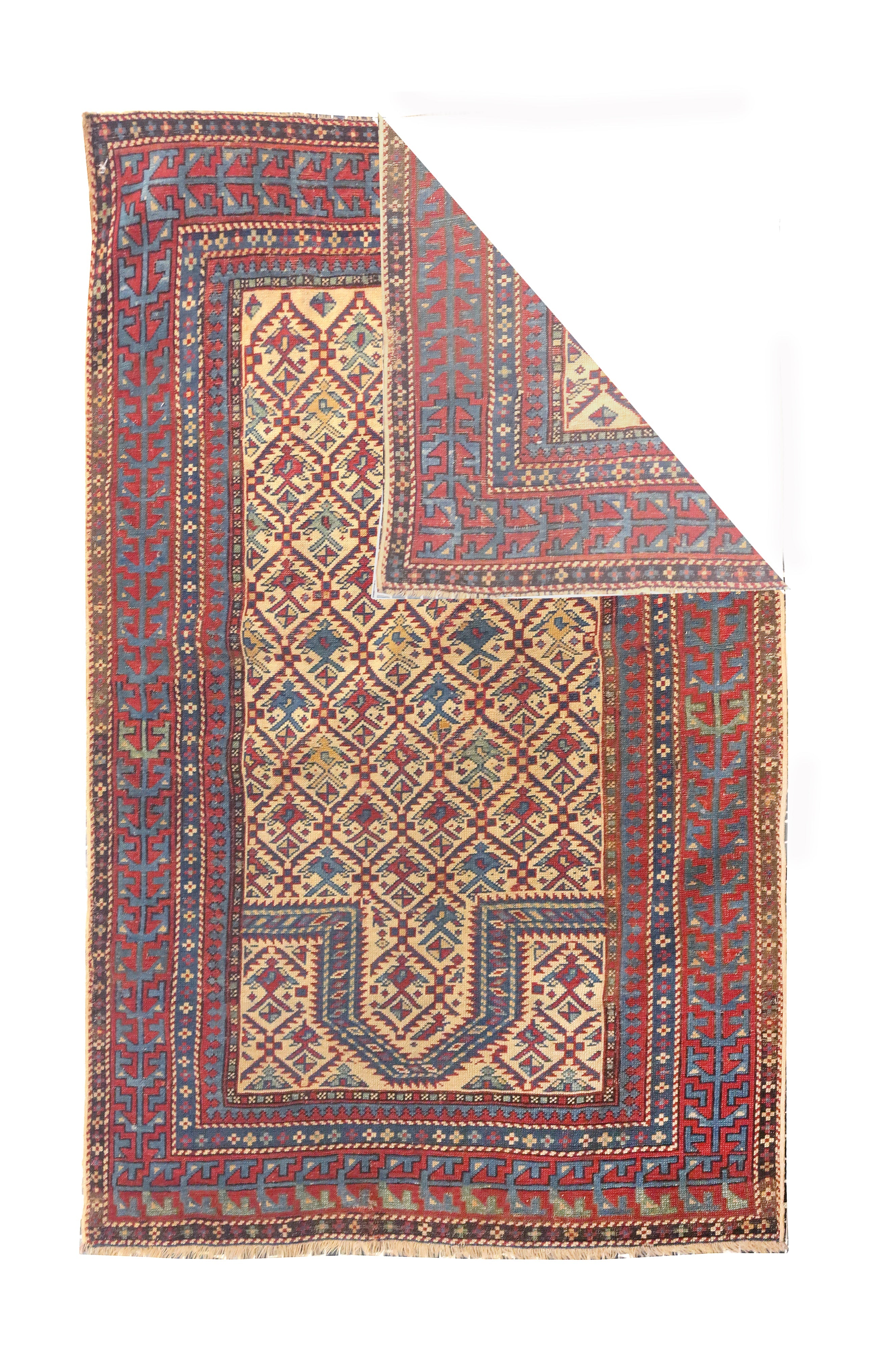 Antique Caucasian Daghestan Shirvan Rug 3'1'' x 4'3''