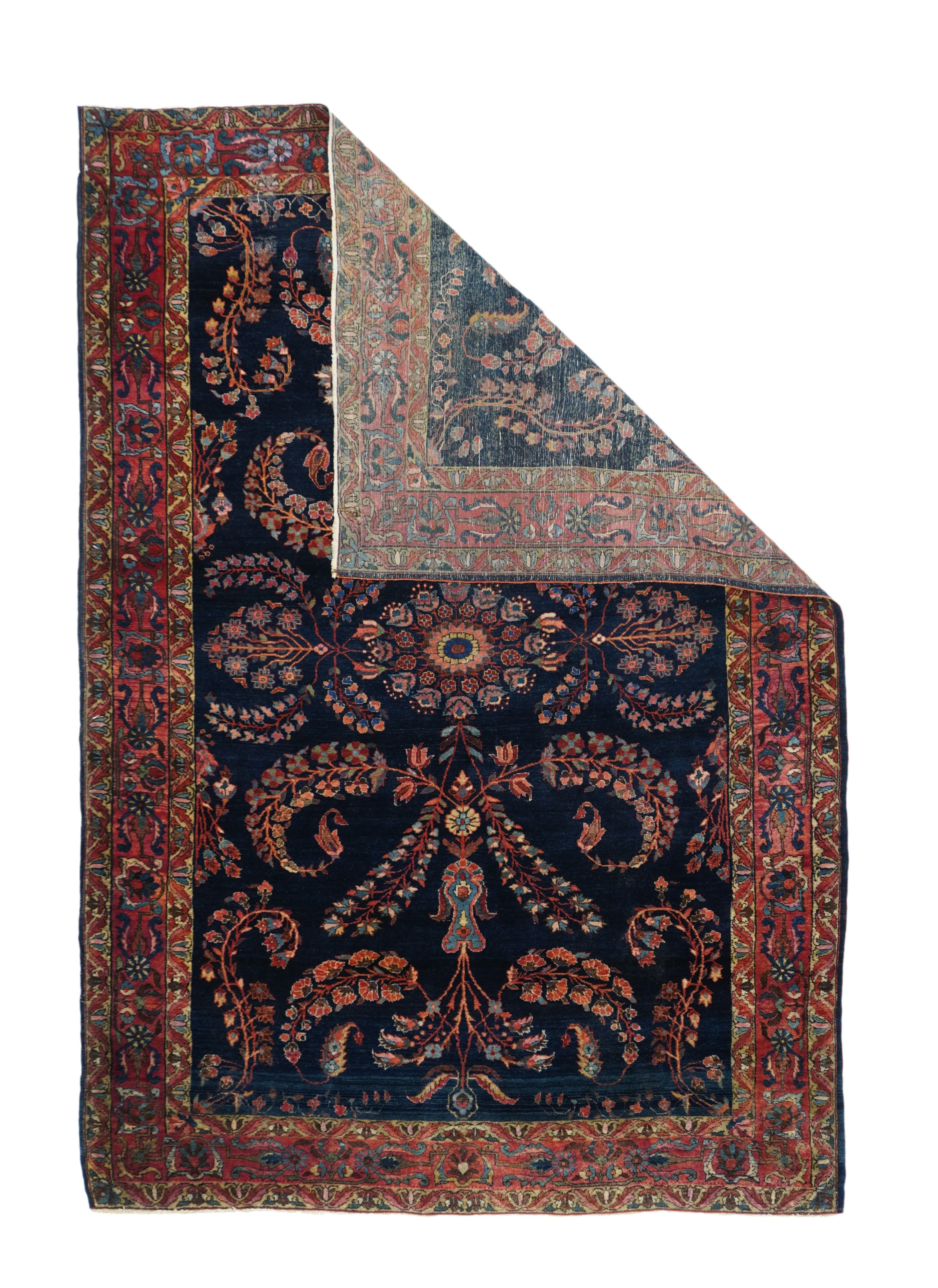 Antique Mohajeran Sarouk Rug 4'4'' x 6'4''