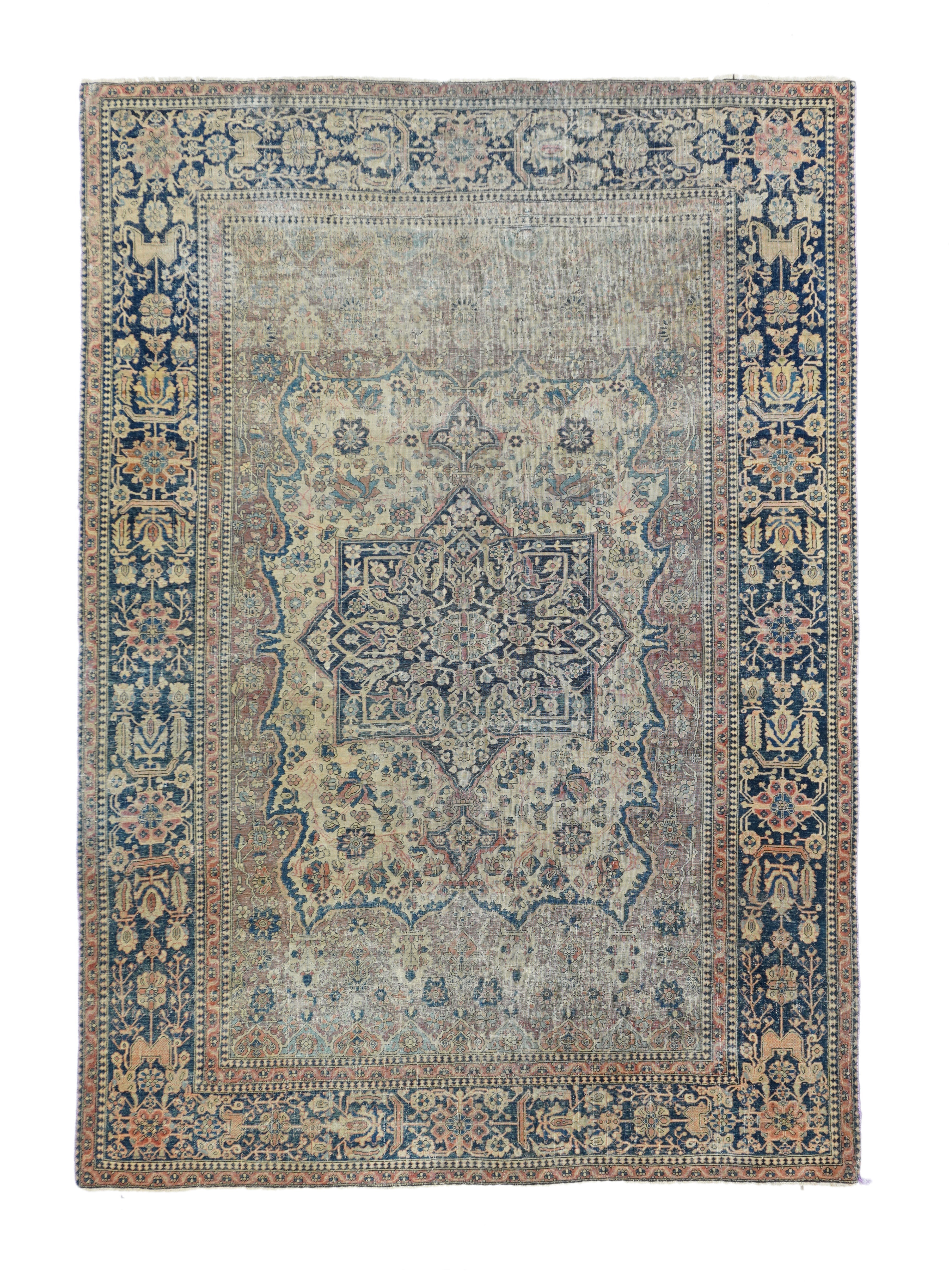 Antique Mohtasham Kashan Rug 4'6'' x 6'8''