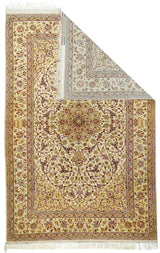 Extremely Fine  Isfahan Wool and Silk. Signed Saraf Mamoury Rug 4'10'' x 7'9''