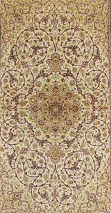 Extremely Fine  Isfahan Wool and Silk. Signed Saraf Mamoury Rug 4'10'' x 7'9''