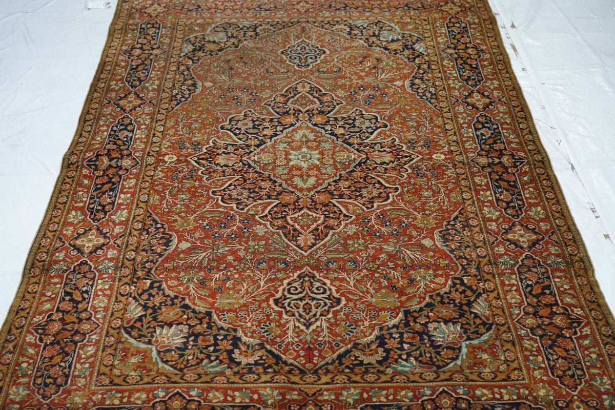 Antique Mohtasham Kashan Rug 4'4'' x 6'8''