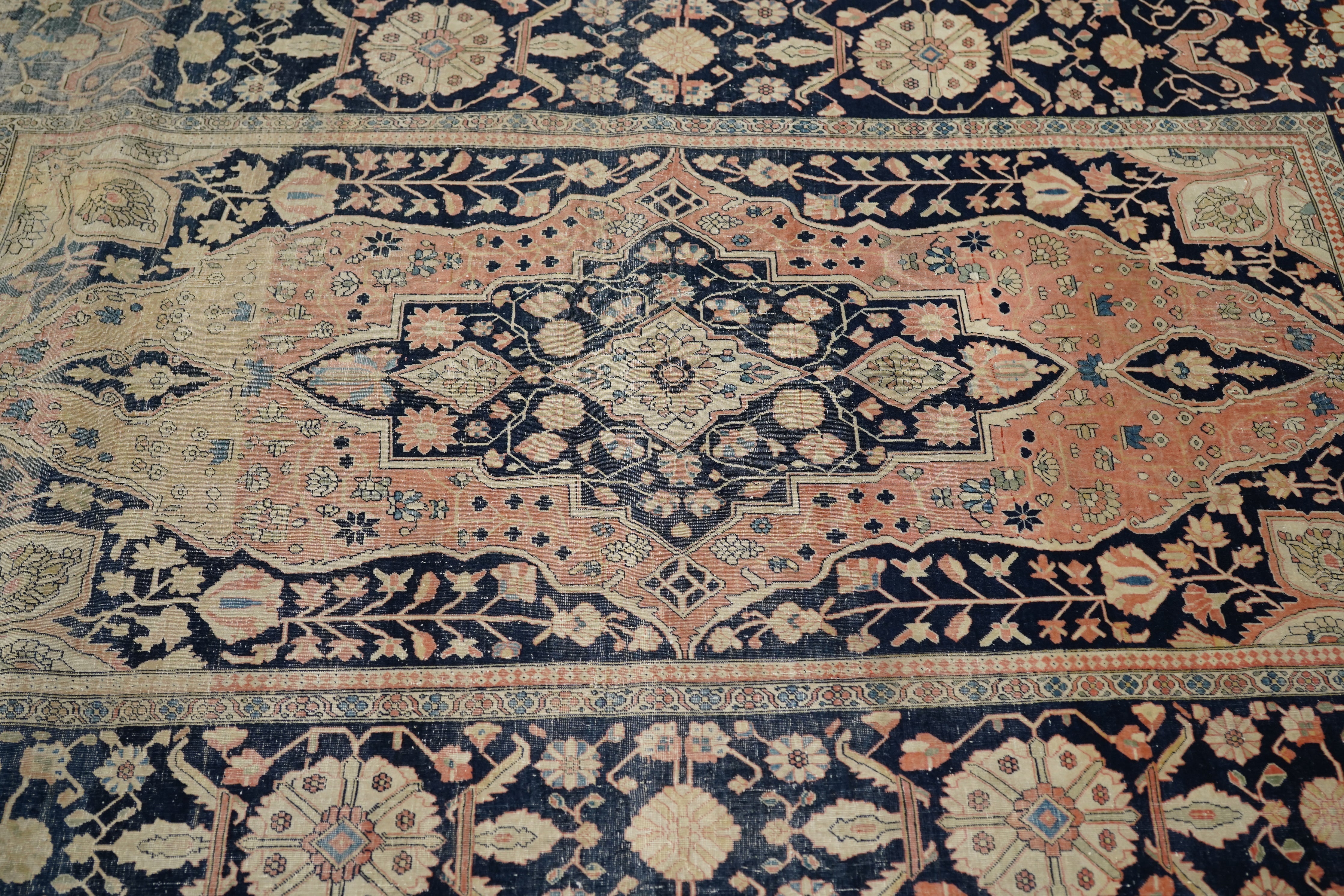 Antique Mohtasham Kashan Rug 4'1'' x 6'3''