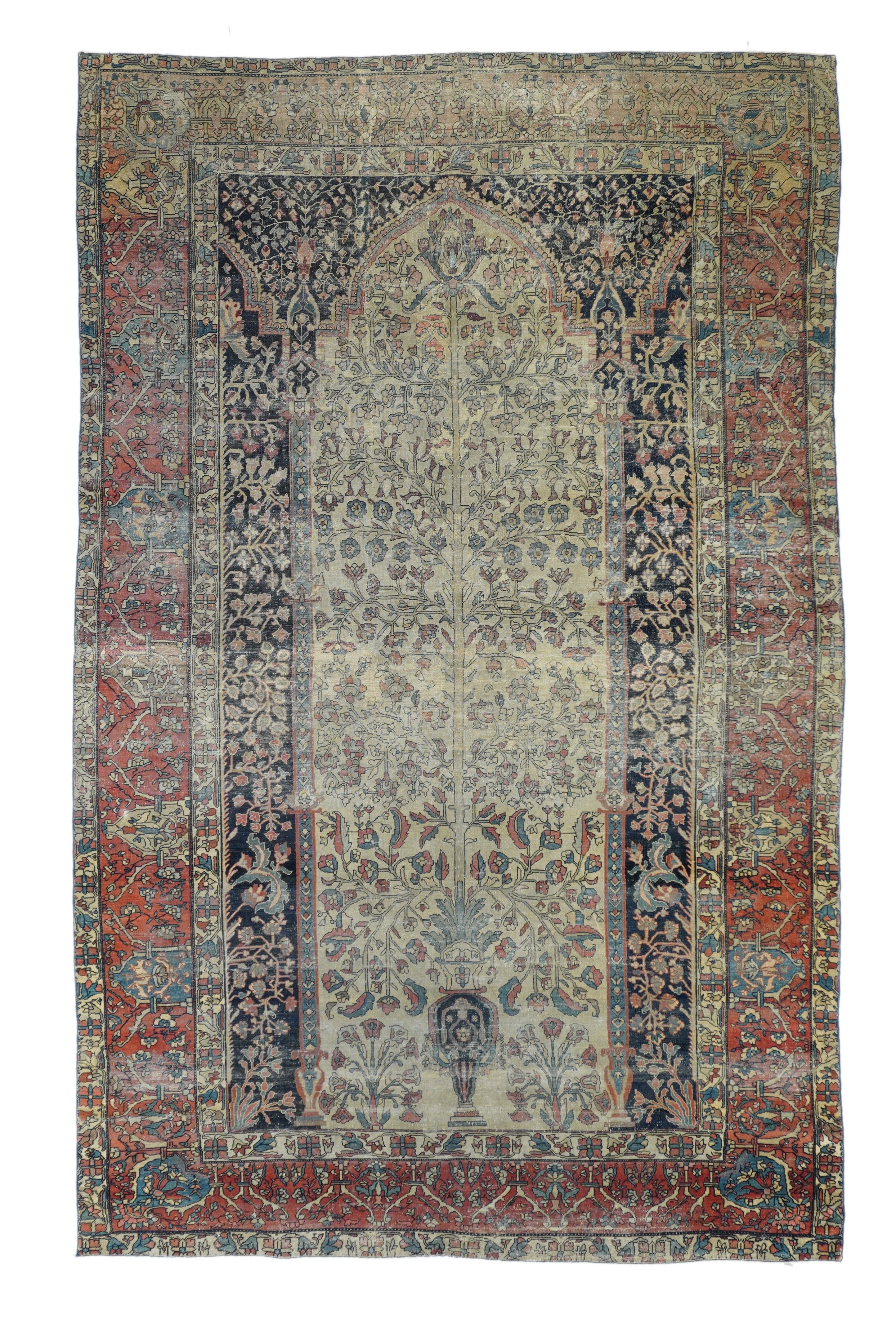 Extremely Fine Antique Persian Mohtasham Kashan Rug
