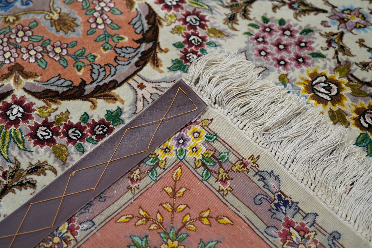 Extremely Fine  Tabriz 70 Raj. Wool and Silk with a Silk foundation Rug 5'3'' x 7'7''
