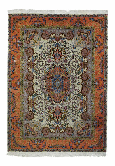 Extremely Fine  Tabriz 70 Raj. Wool and Silk with a Silk foundation Rug 5'3'' x 7'7''