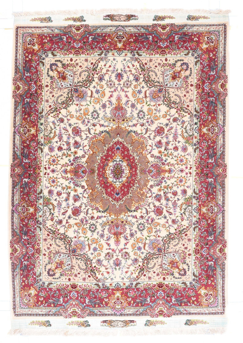 Extremely Fine  Tabriz 70 Raj. Wool and Silk with a Silk foundation Rug 5'1'' x 7'3''