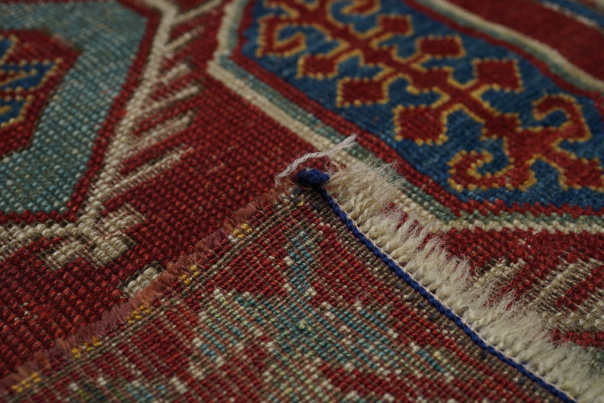 Antique Caucasian Fakhralou Kazak Rug 3'4'' x 3'9''
