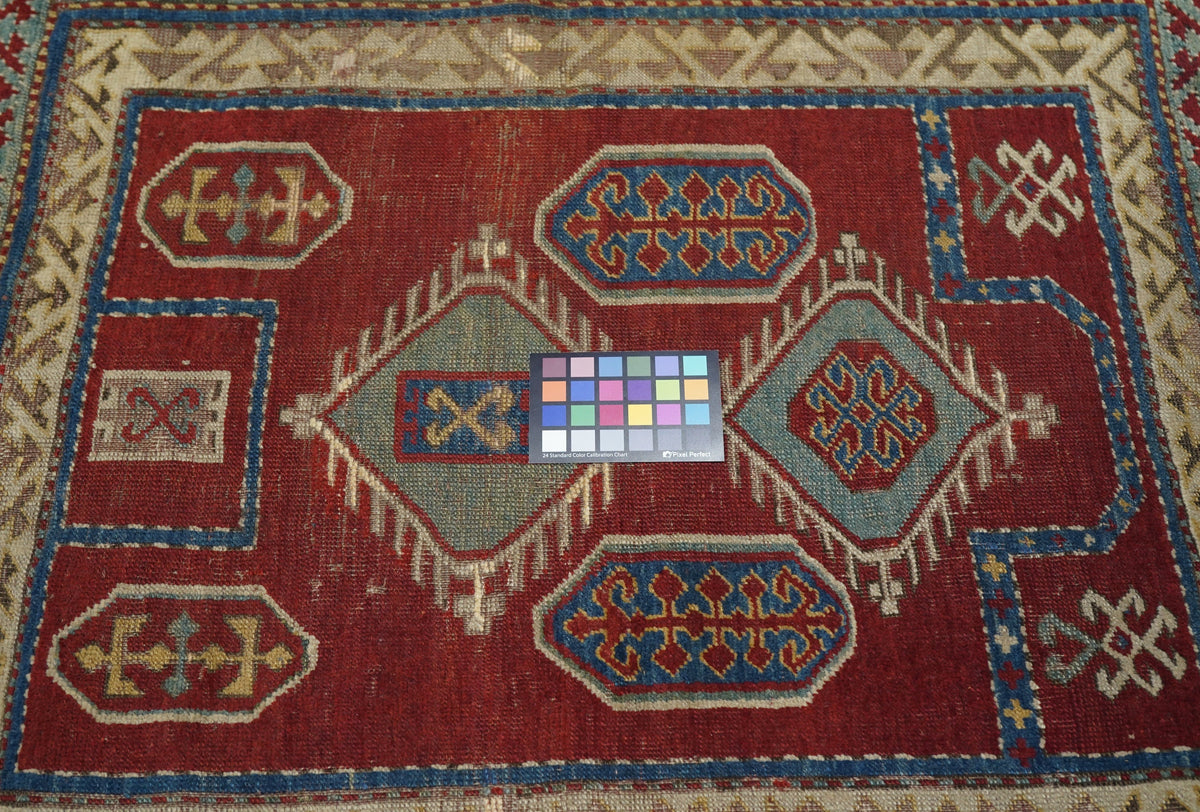Antique Caucasian Fakhralou Kazak Rug 3'4'' x 3'9''