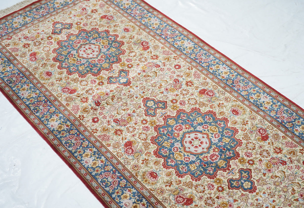 Fine  Silk Qum Runner 2'8'' x 11'9''