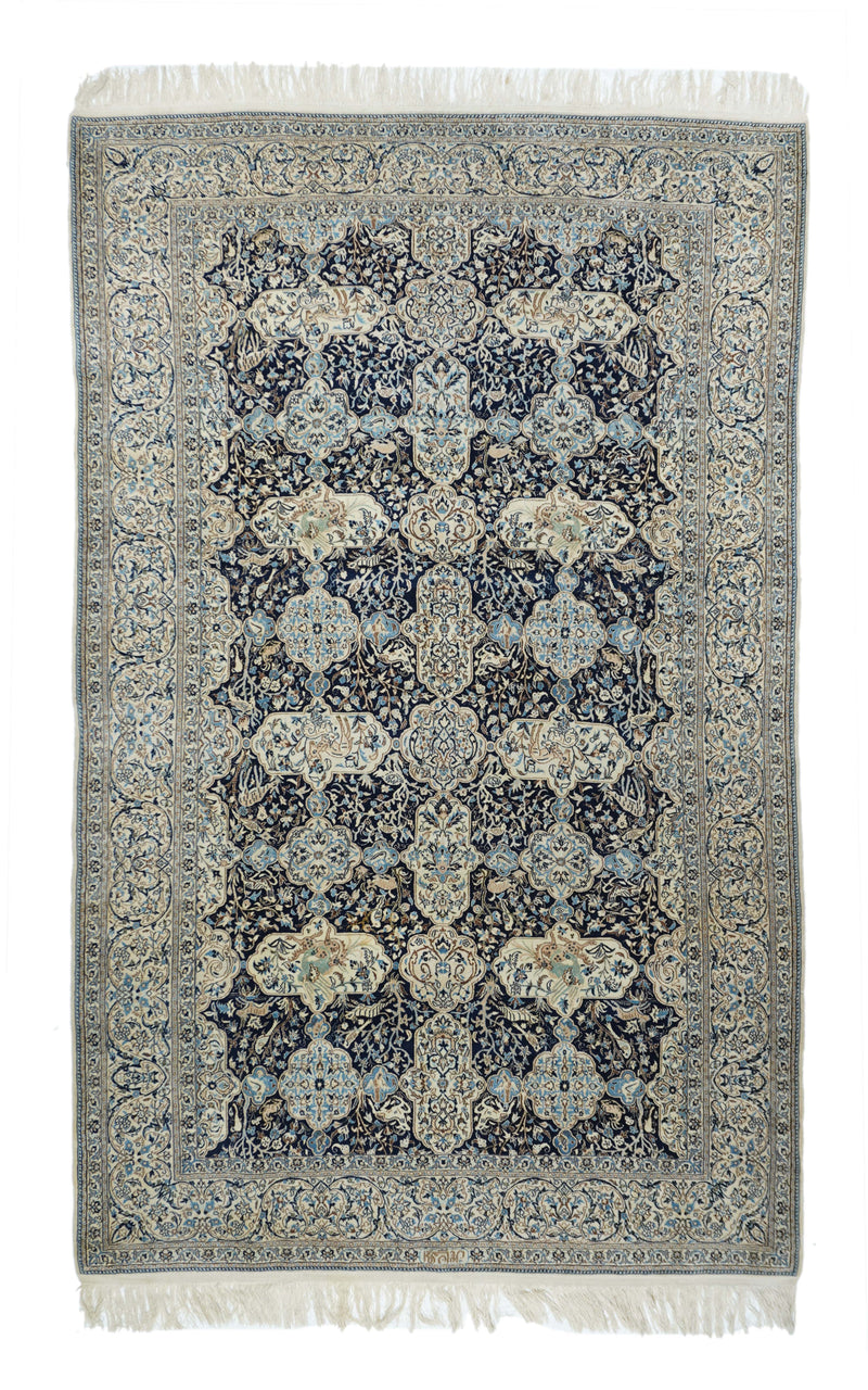 Extremely Fine  Nain Signed Habibian Wool and Silk Rug 6' 0