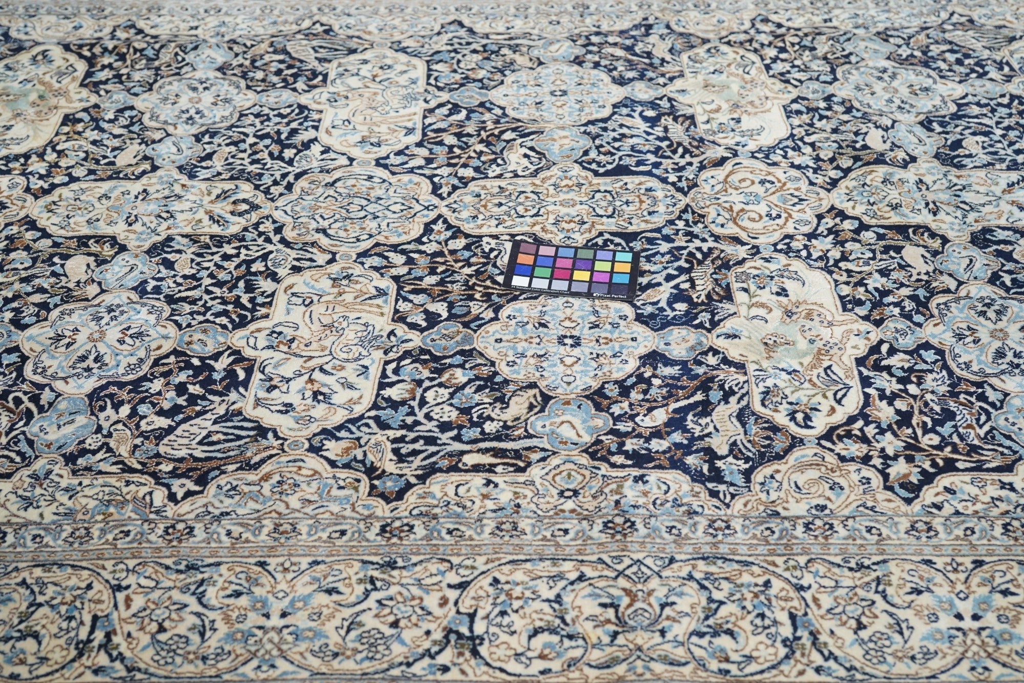 Extremely Fine  Nain Signed Habibian Wool and Silk Rug 6' 0" x 9' 0"
