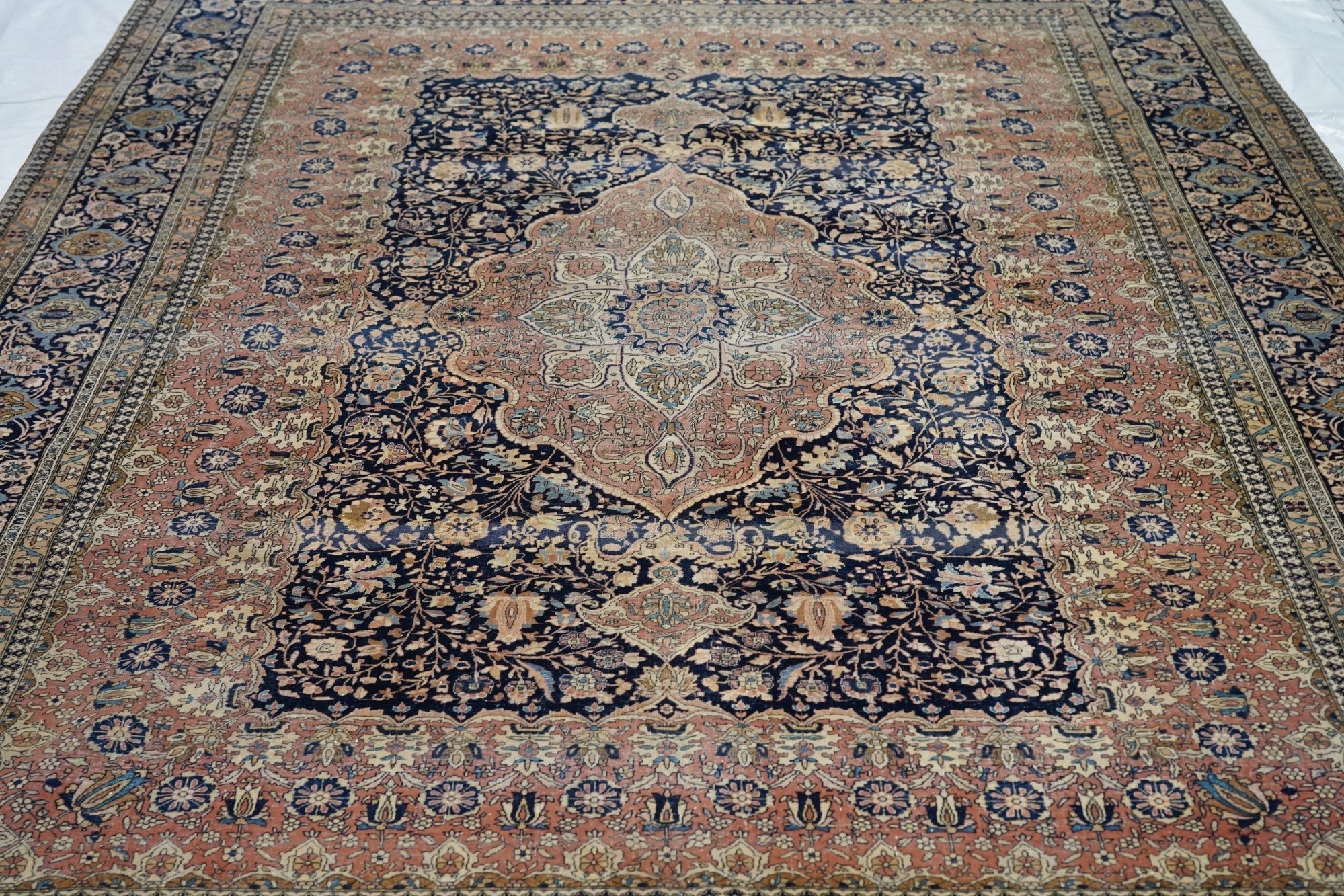 Antique Mohtasham Kashan Rug 7'8'' x 10'4''