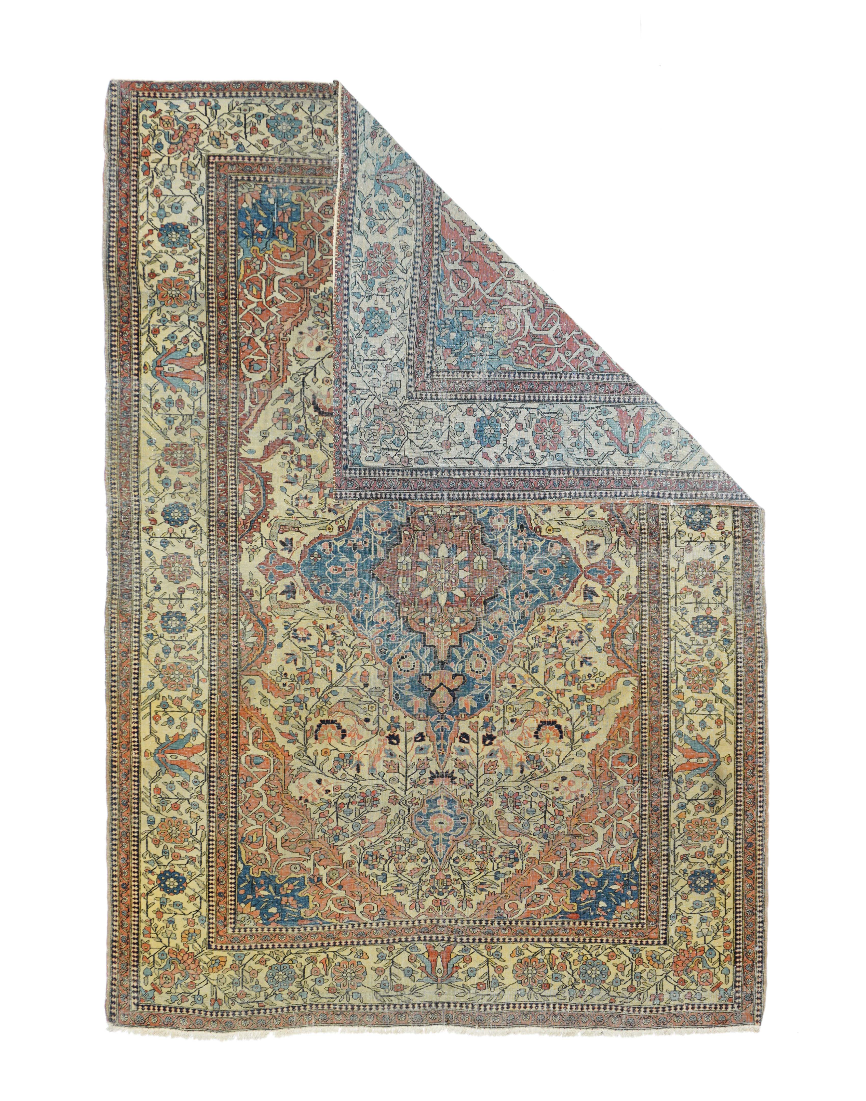 Antique Mohtasham Kashan Rug 4'6'' x 6'4''