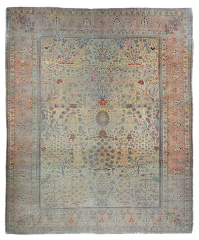 Antique Mohtashem Kashan Rug 7'8'' x 9'2''
