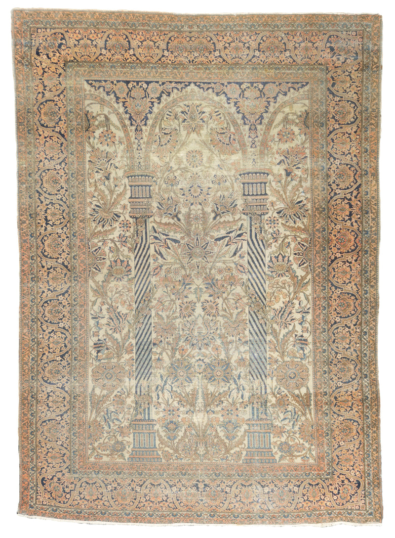 Antique Mohtasham Kashan Rug 6'9'' x 9'7''