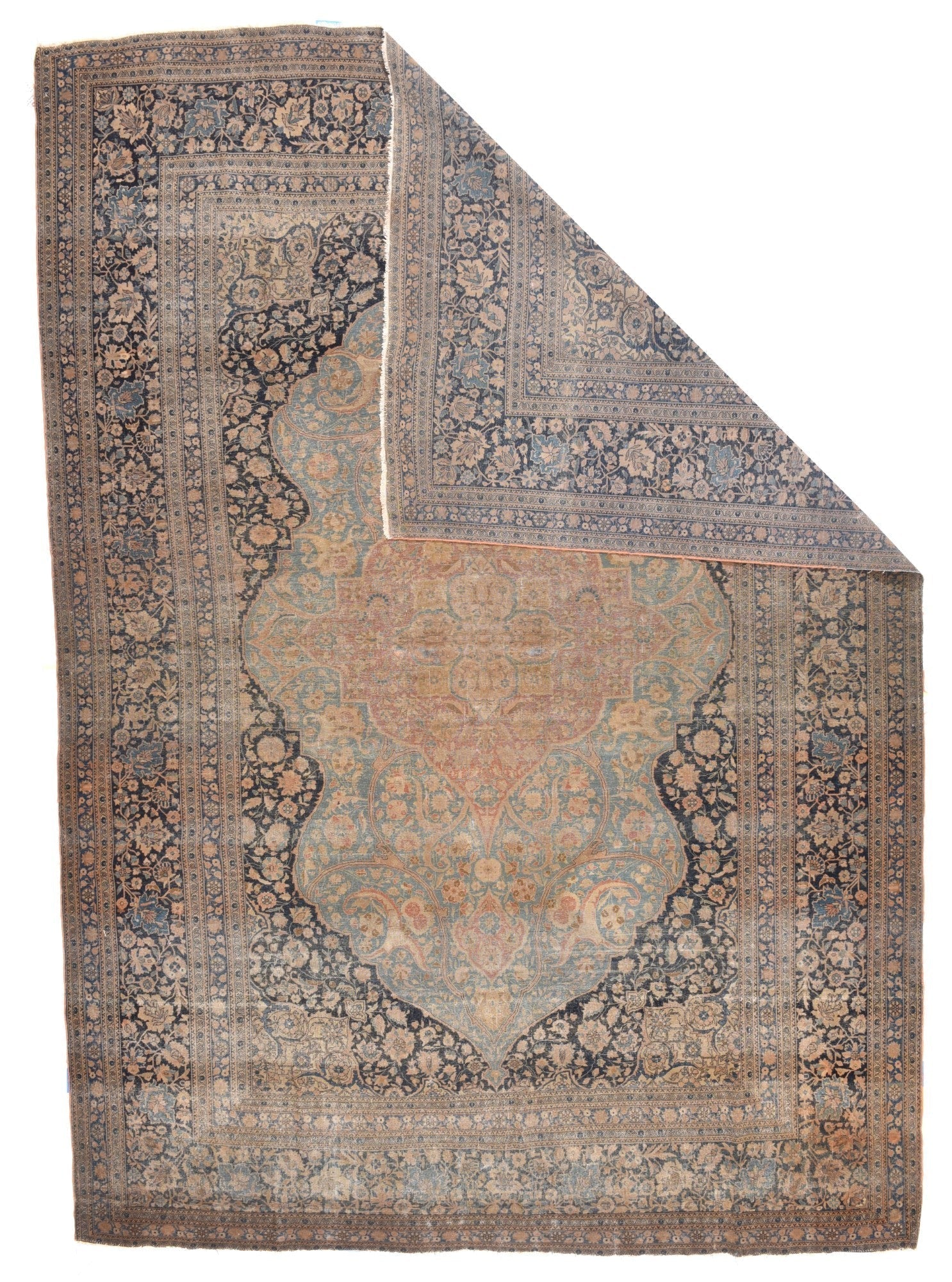 Antique Mohtasham Kashan Rug 7'6'' x 10'9''