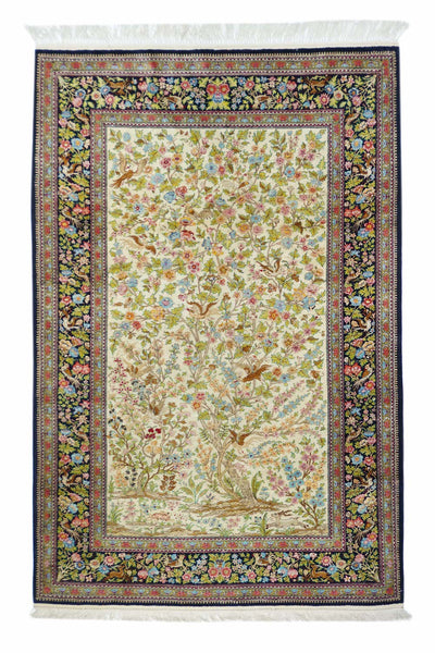 Extremely Fine Vintage Silk  Qum Rug 4'5'' x 7'0''