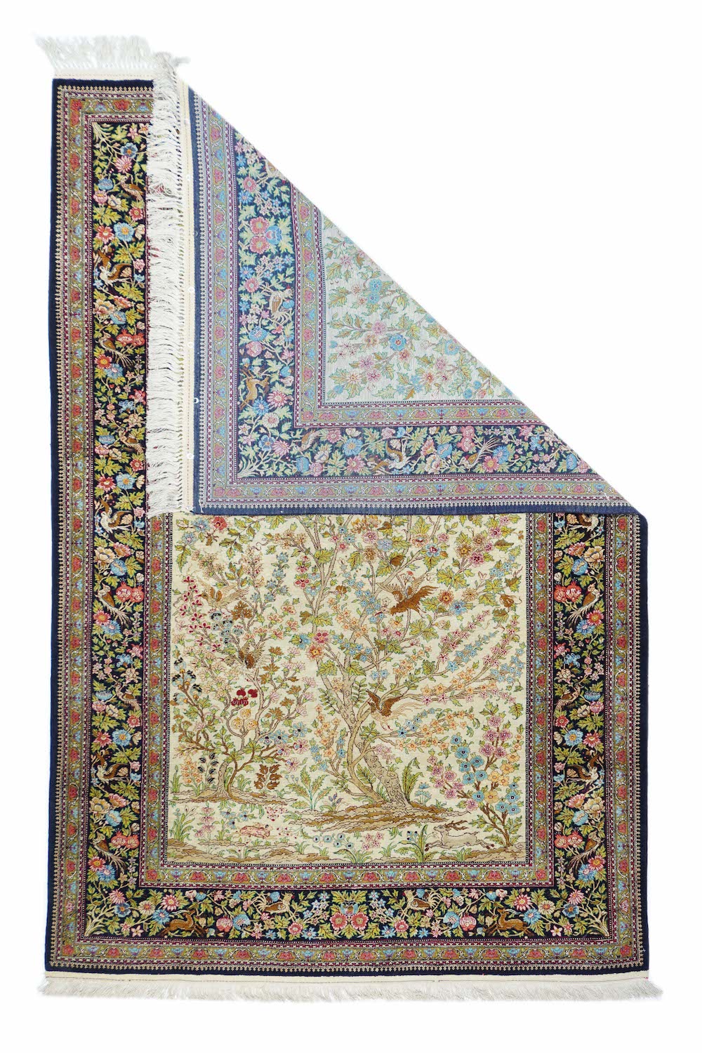 Extremely Fine Vintage Silk  Qum Rug 4'5'' x 7'0''