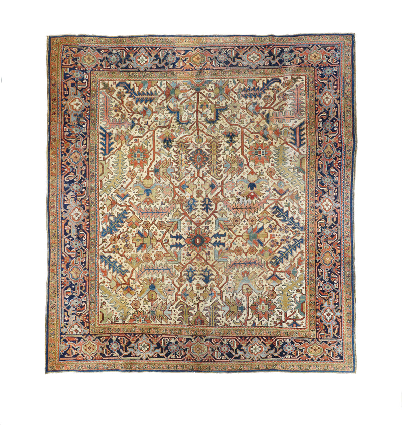Antique  Heriz Rug 8' 5'' x 9' 2