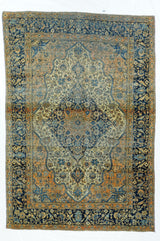 Antique Mohtasham Kashan Rug 4'2" x 6' 2"