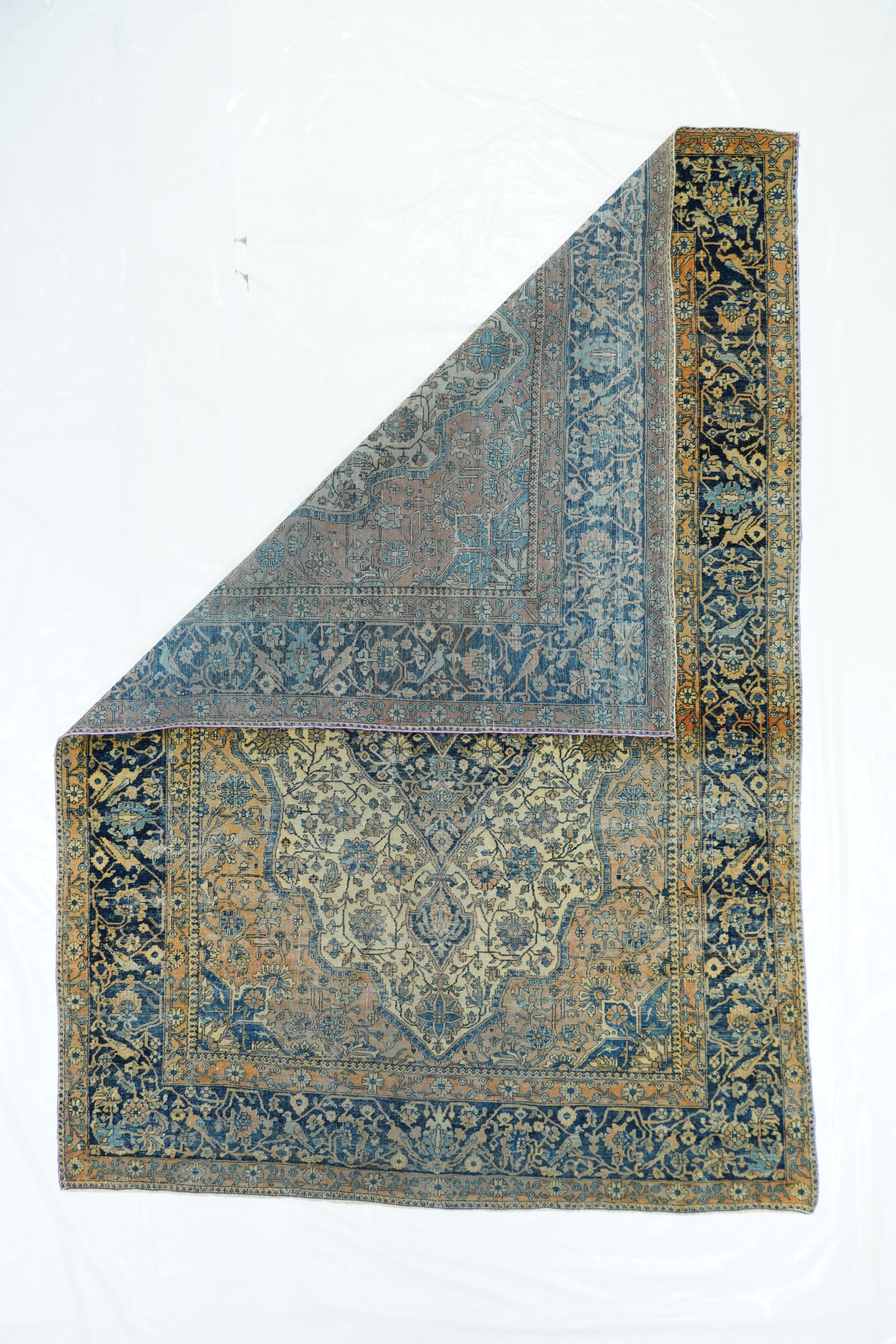 Antique Mohtasham Kashan Rug 4'2" x 6' 2"