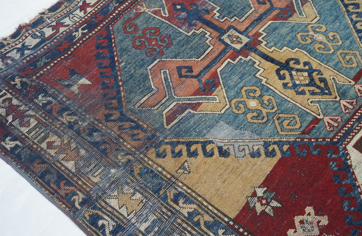 Antique Caucasian Kazak Rug 4'4'' x 9'3''
