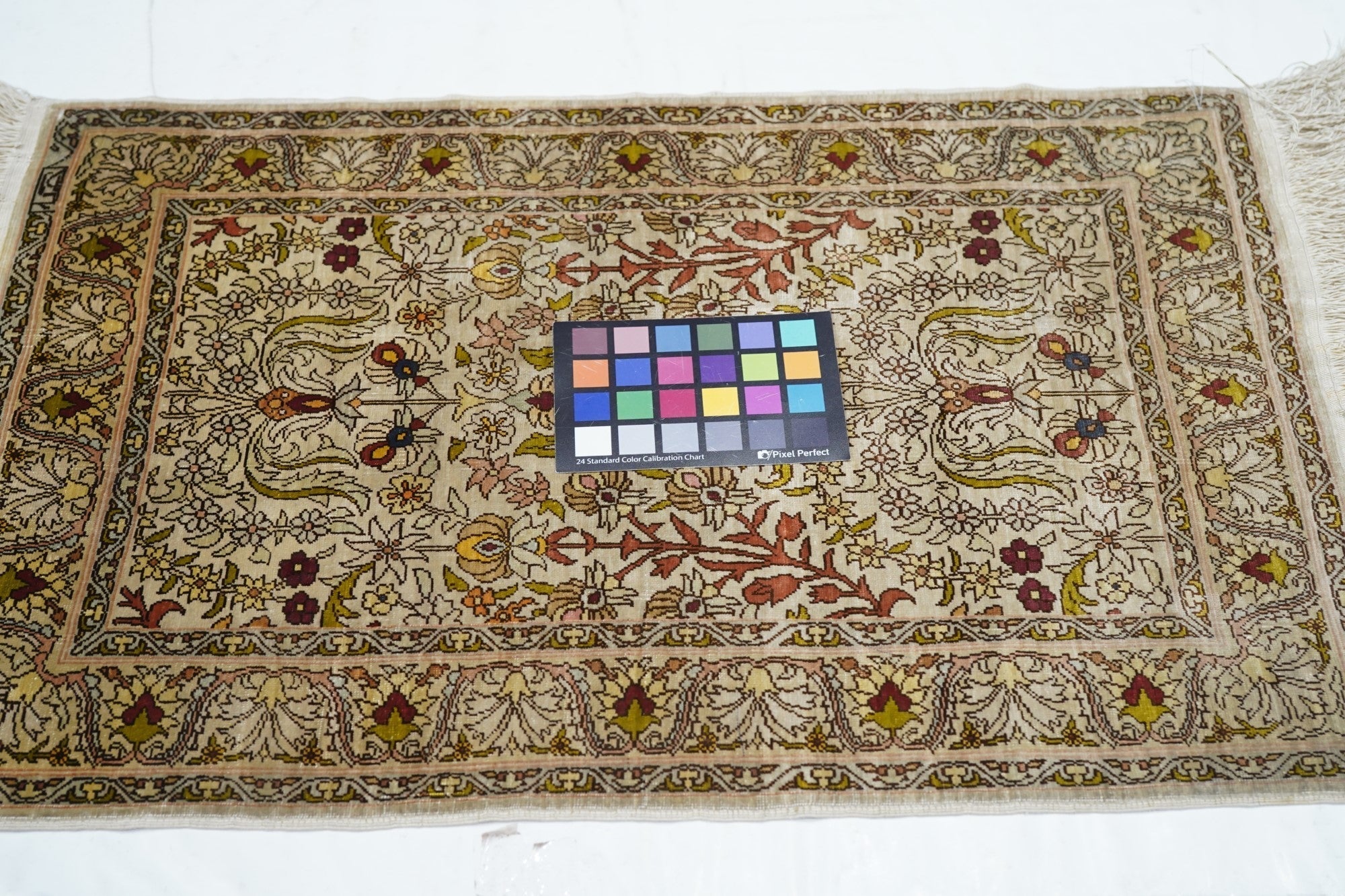 Extremely Fine Vintage Turkish Silk Hereke Rug 1'6'' x 2'5''