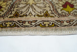 Extremely Fine Vintage Turkish Silk Hereke Rug 1'6'' x 2'5''