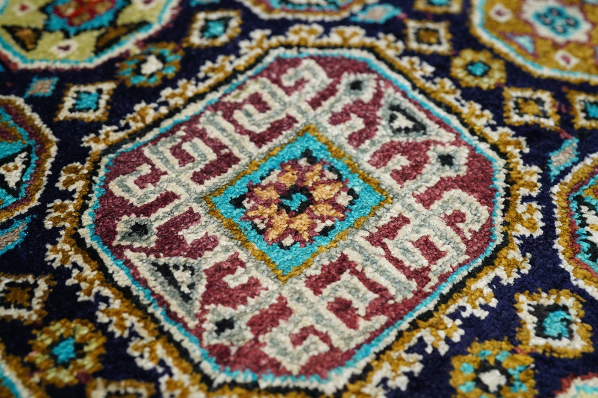 Extremely Fine Vintage Silk Qum Rug 1'10'' x 2'10''