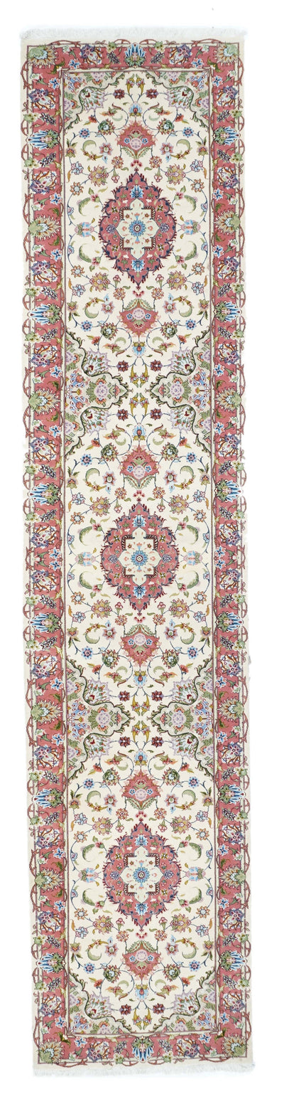Extremely fine  Tabriz 70 Raj. Wool and Silk with a Silk Foundation Runner 2'9'' x 12'9''