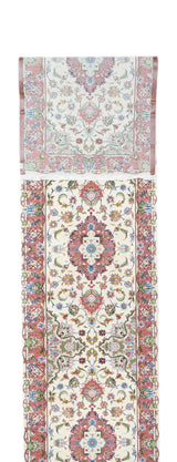 Extremely fine  Tabriz 70 Raj. Wool and Silk with a Silk Foundation Runner 2'9'' x 12'9''