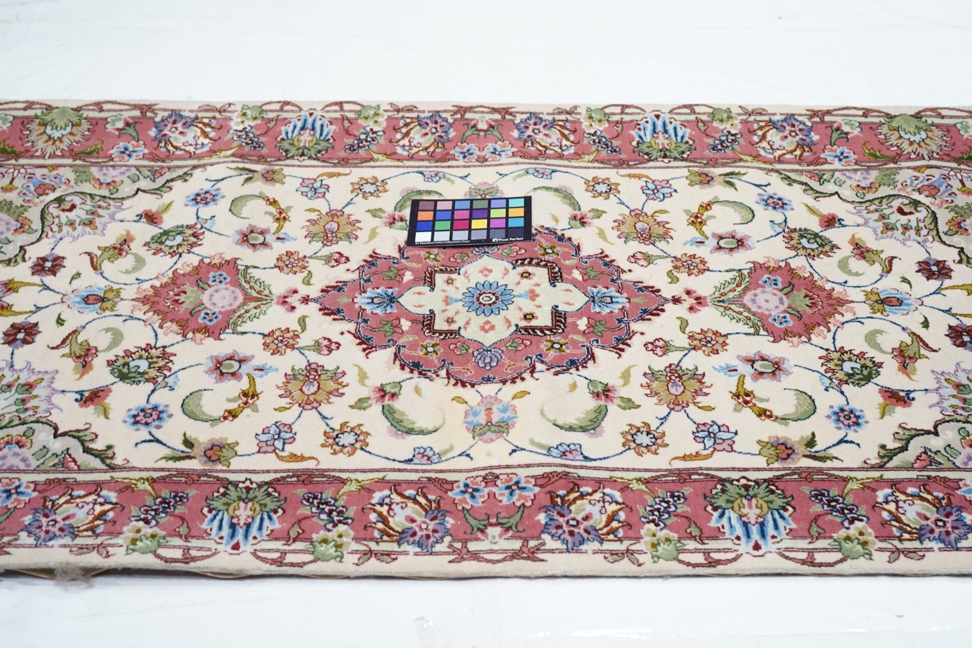Extremely fine  Tabriz 70 Raj. Wool and Silk with a Silk Foundation Runner 2'9'' x 12'9''