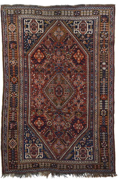 Antique Tribal Qashqai Rug 5'5'' x 8'6''