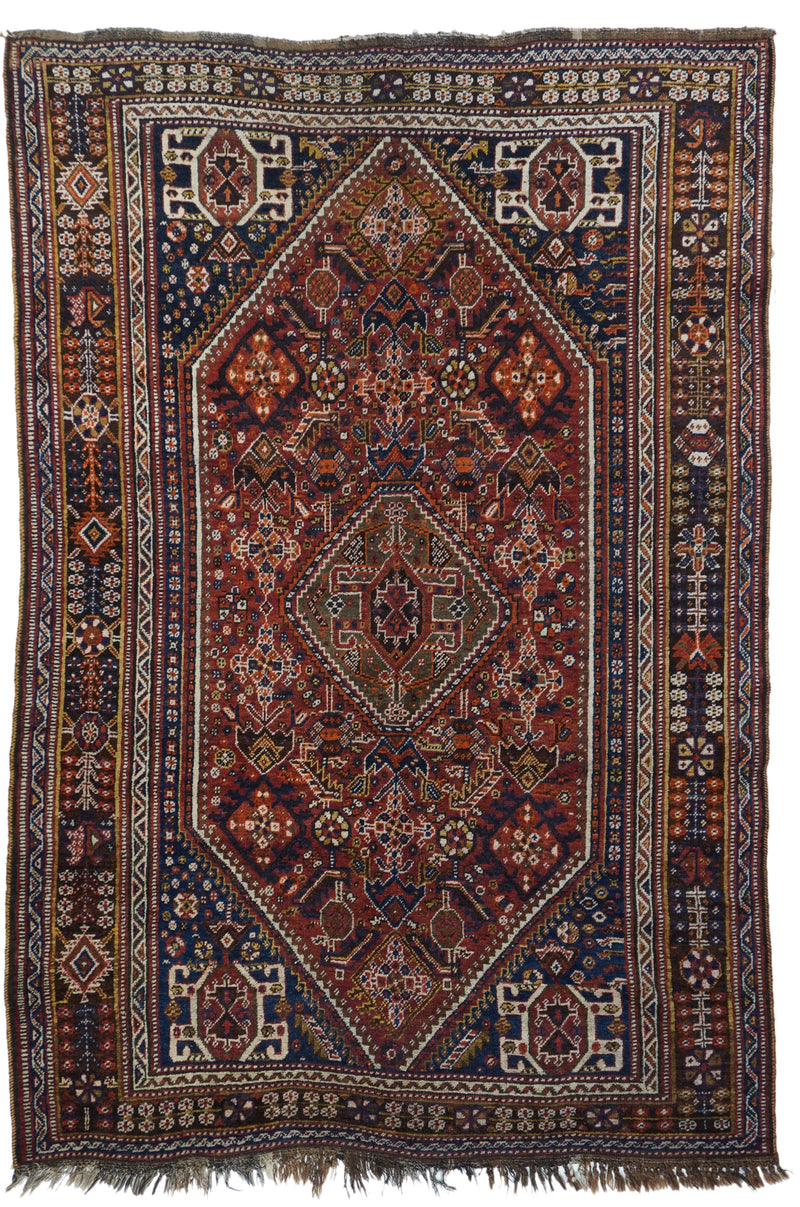Antique Tribal Qashqai Rug 5'5'' x 8'6''