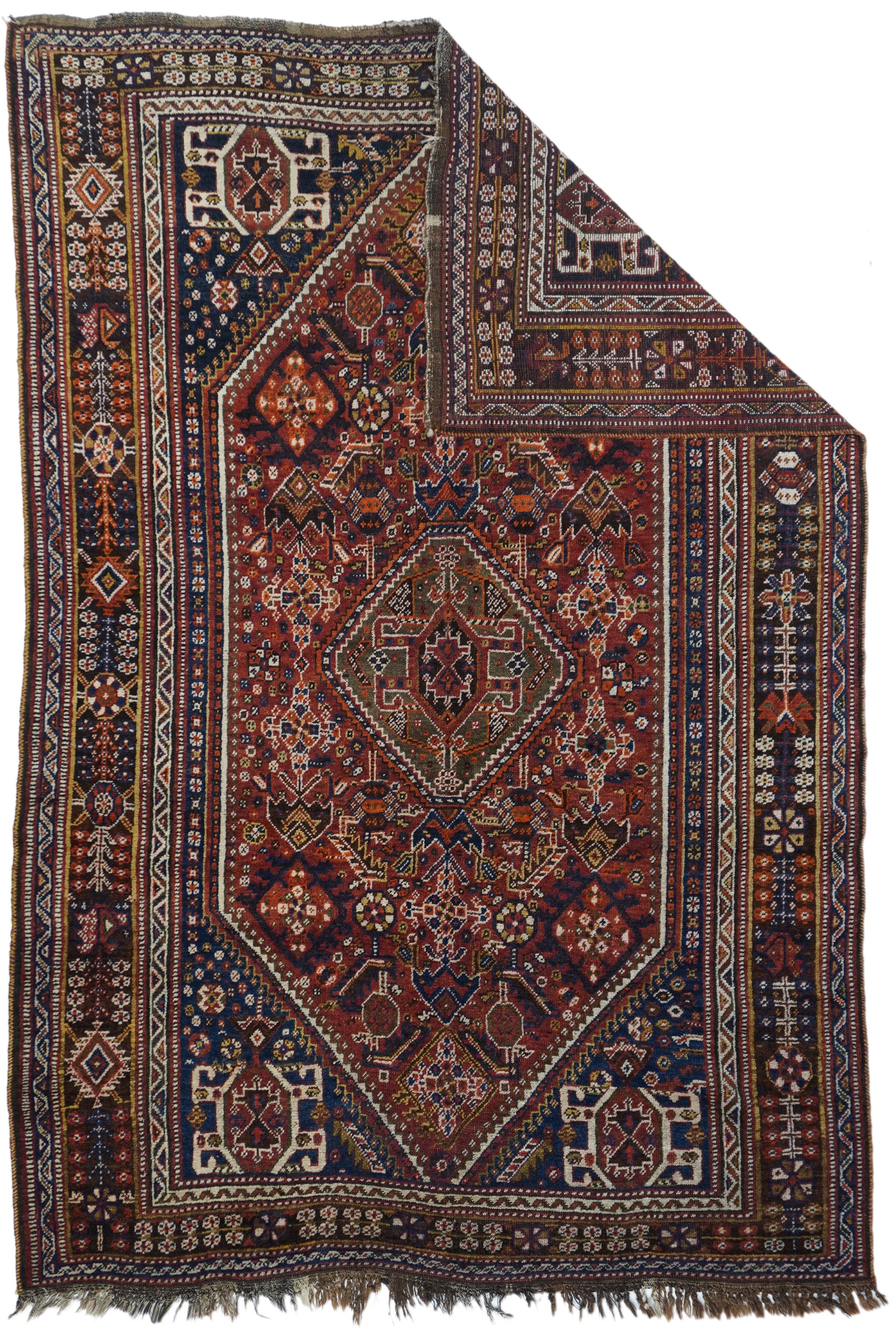 Antique Tribal Qashqai Rug 5'5'' x 8'6''