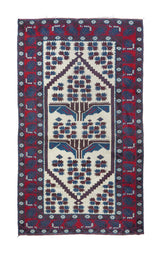 Vintage Afghan Rug 3'9'' x 6'