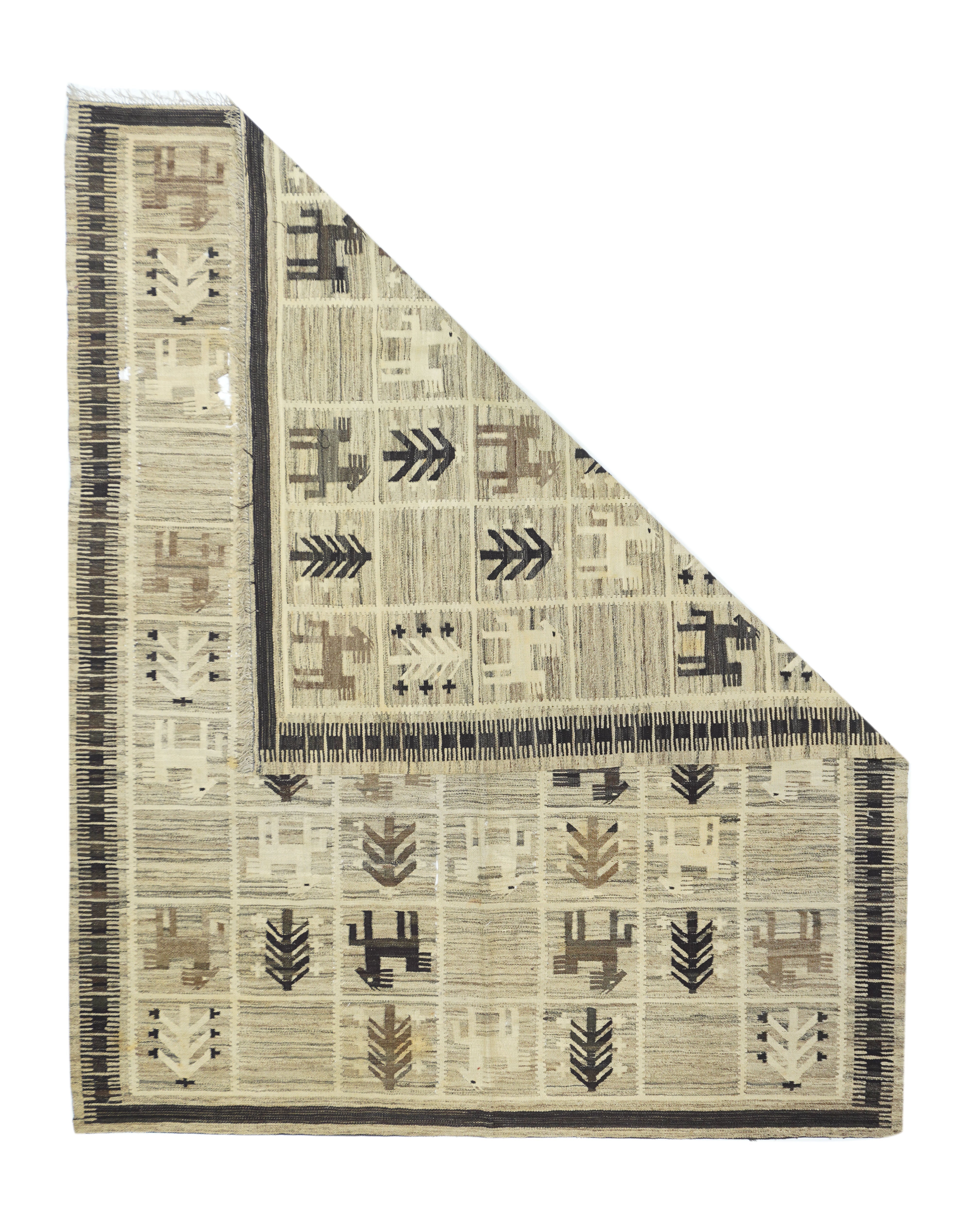 Antique Turkish Kilim Rug 5'7'' x 6'10''