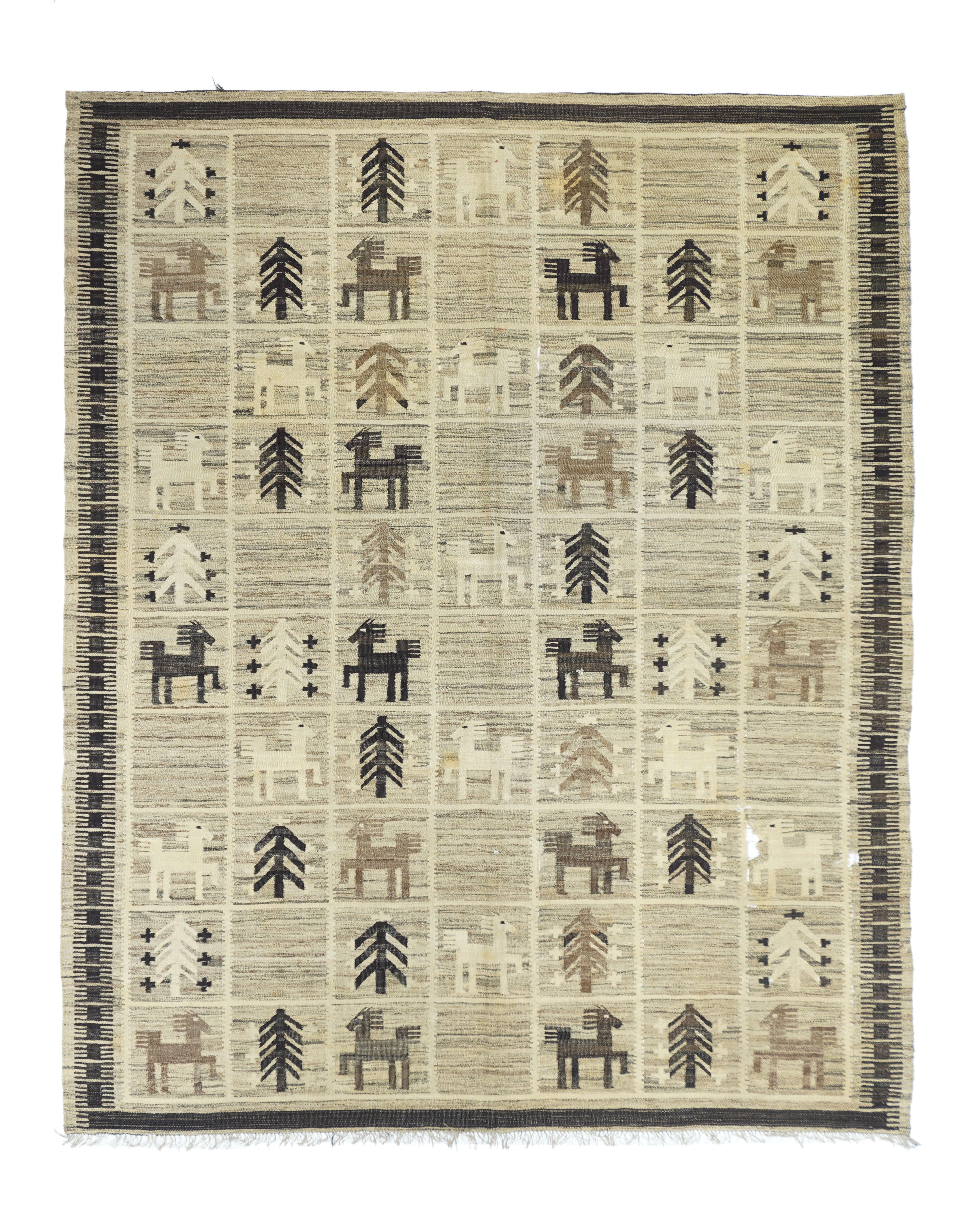 Antique Turkish Kilim Rug 5'7'' x 6'10''