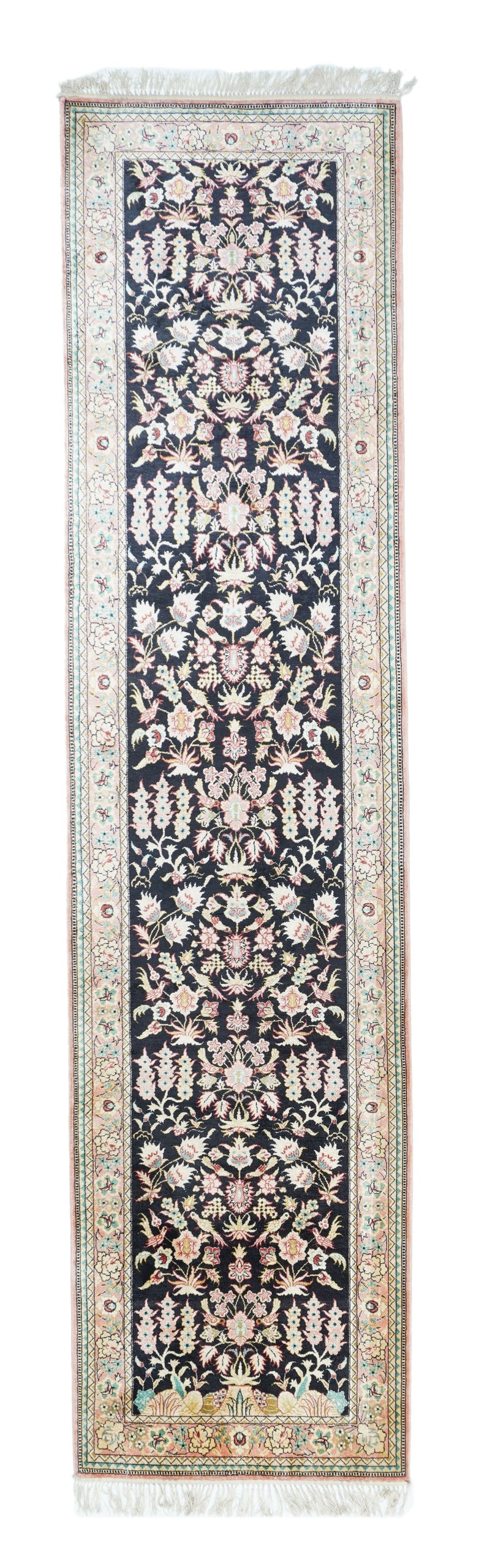 Fine  Silk Qum Runner 2'6'' x 10'2''