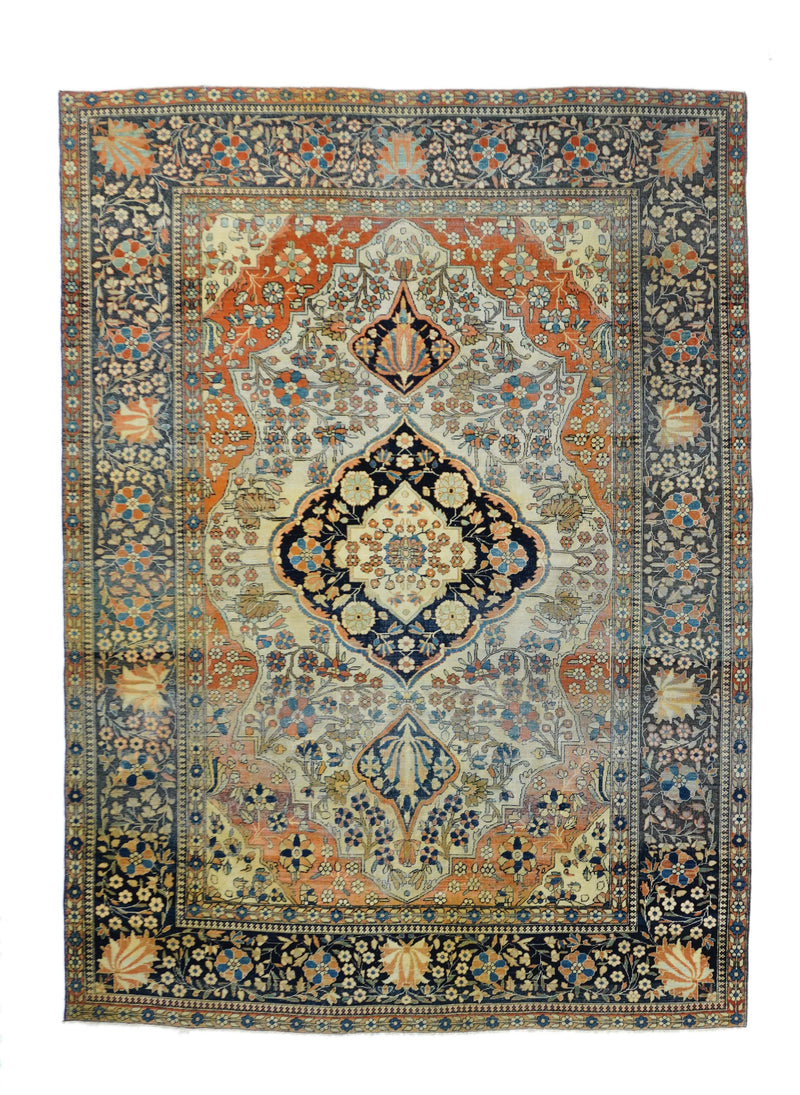 Antique Mohtasham Kashan Rug 4'4