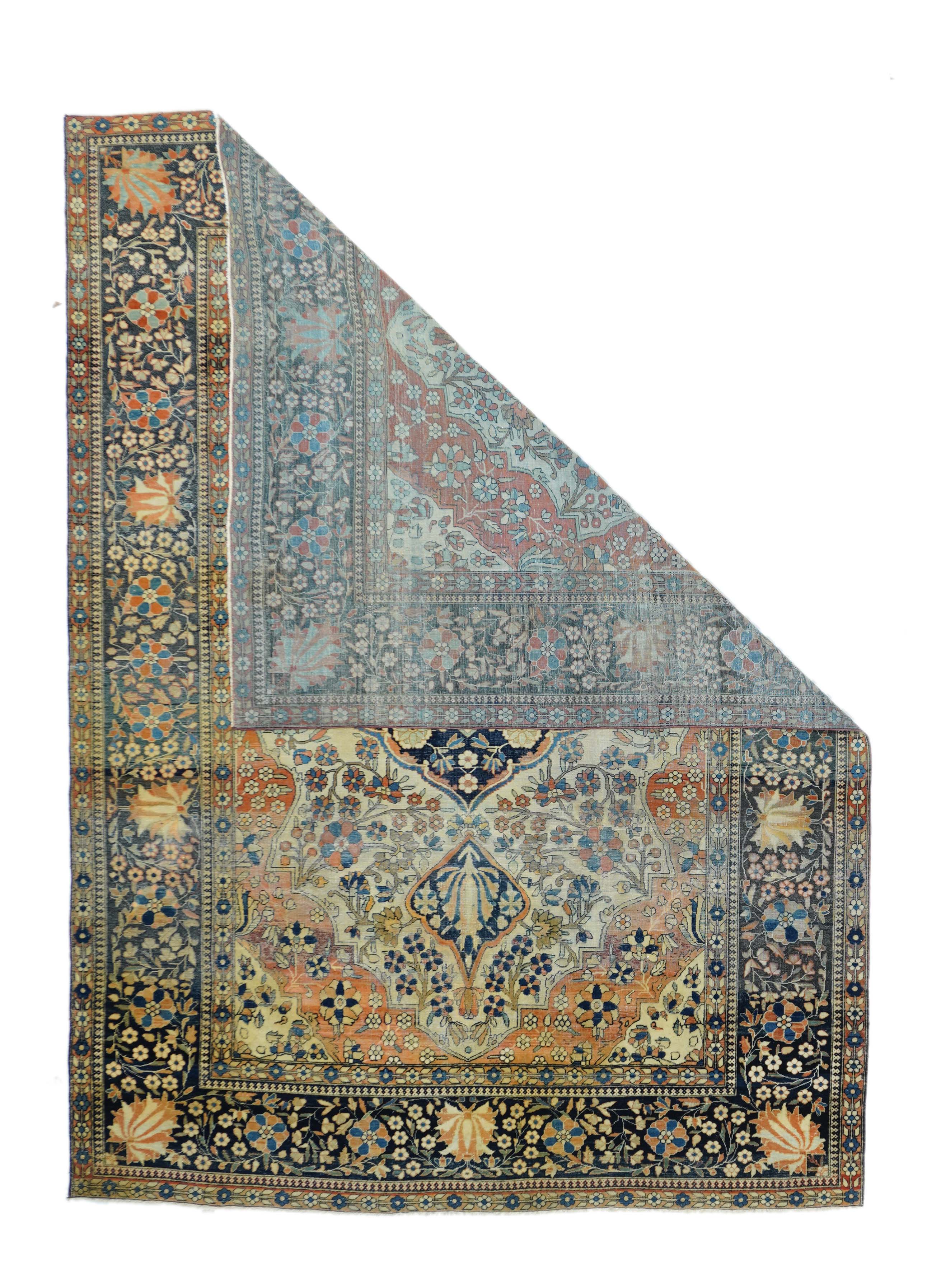 Antique Mohtasham Kashan Rug 4'4" x 6' 3"