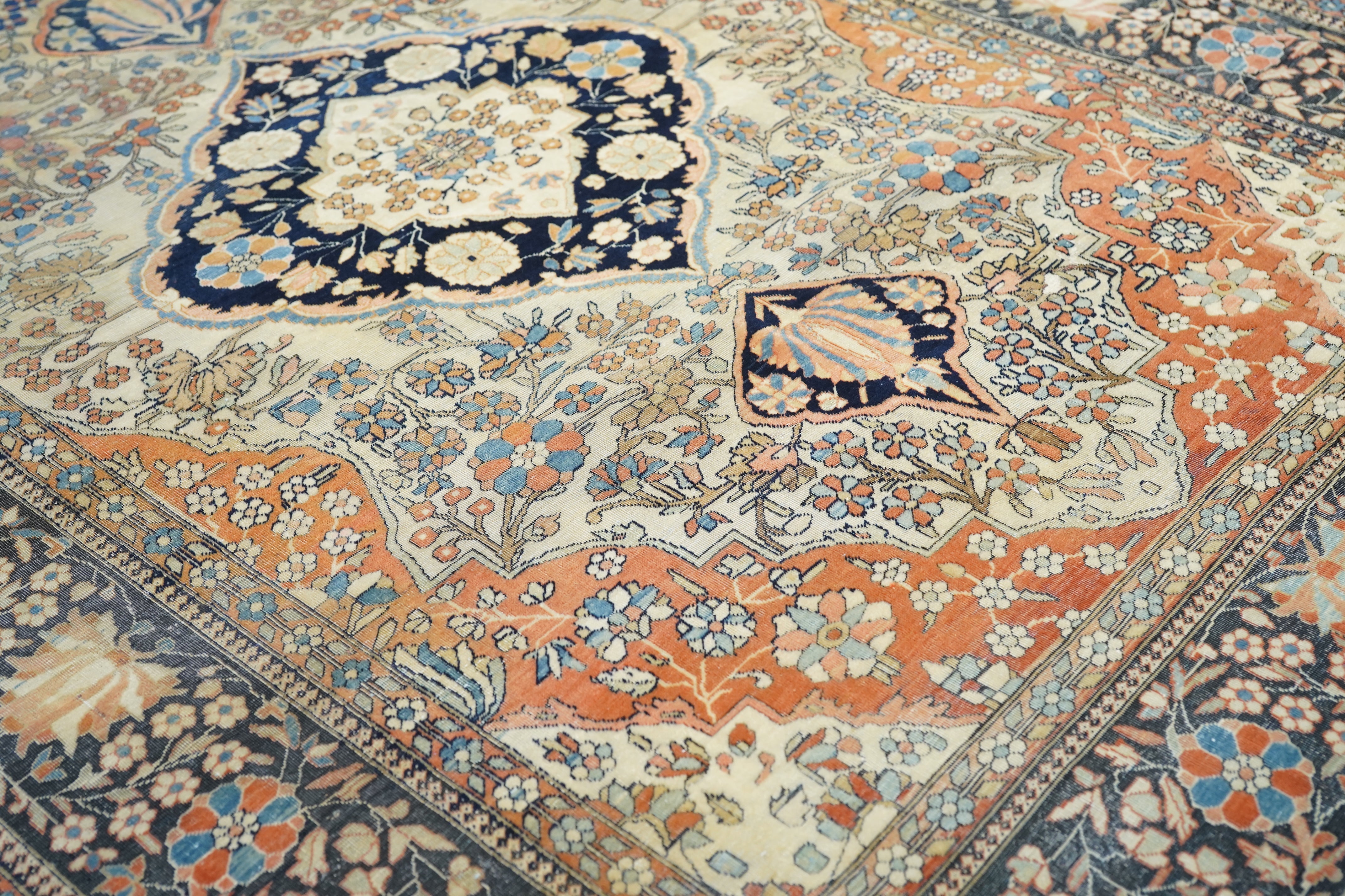 Antique Mohtasham Kashan Rug 4'4" x 6' 3"