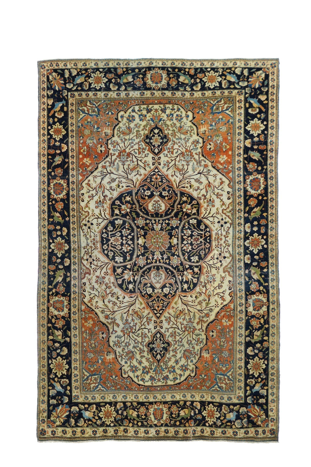 Antique Mohtasham Kashan Rug 4'5'' x 6'9''