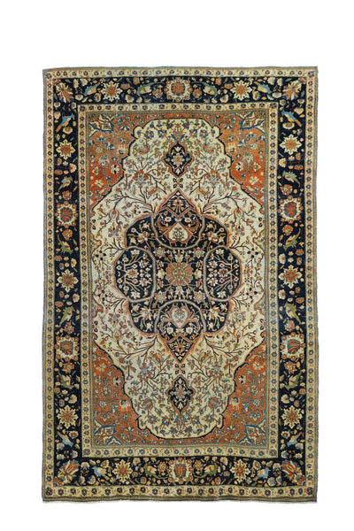 Antique Mohtasham Kashan Rug 4'5'' x 6'9''