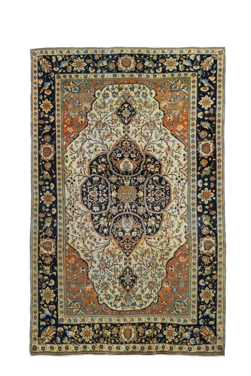 Antique Mohtasham Kashan Rug 4'5'' x 6'9''
