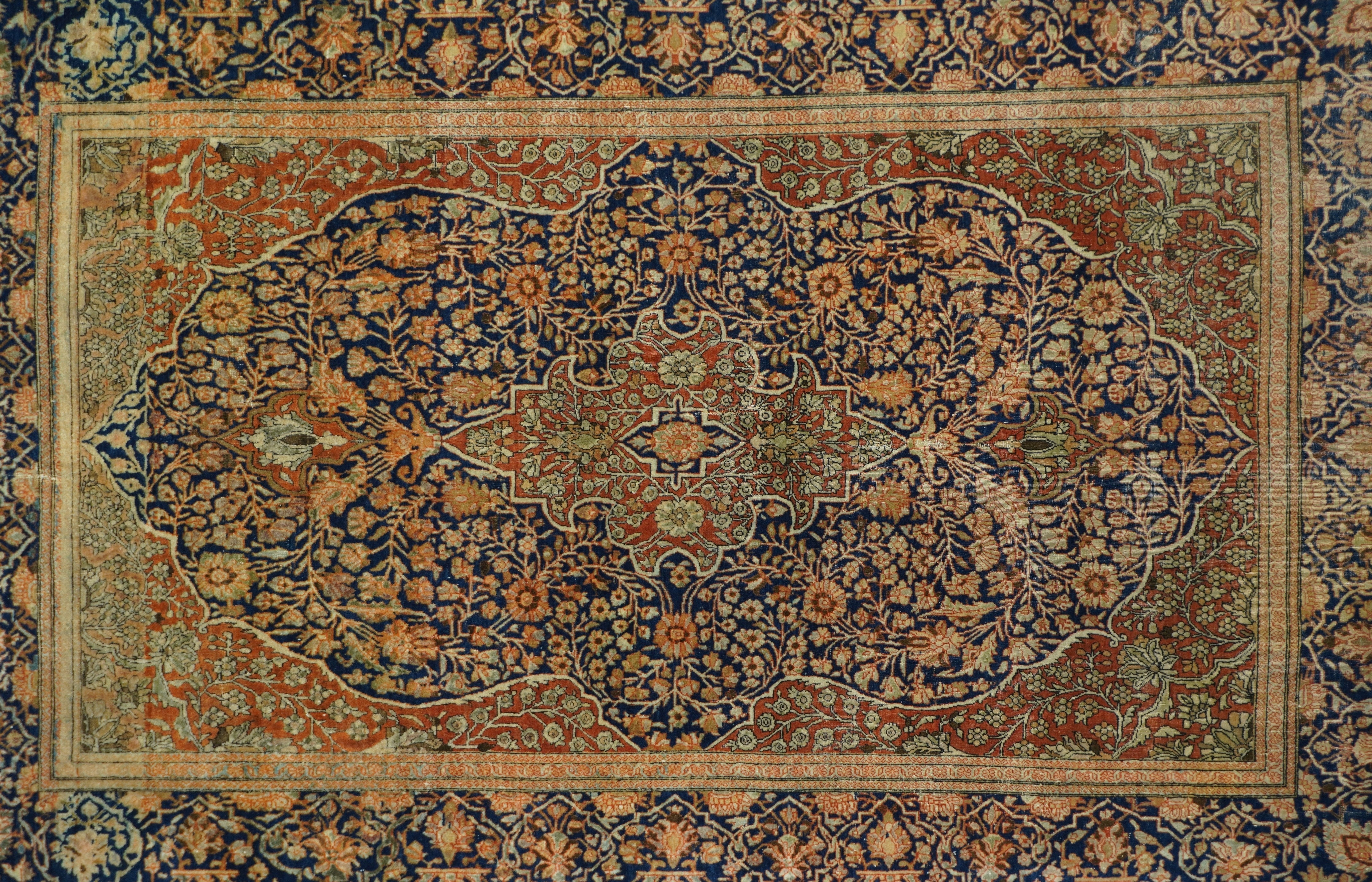 Antique Mohtasham Kashan Rug 4'3'' x 6'9''
