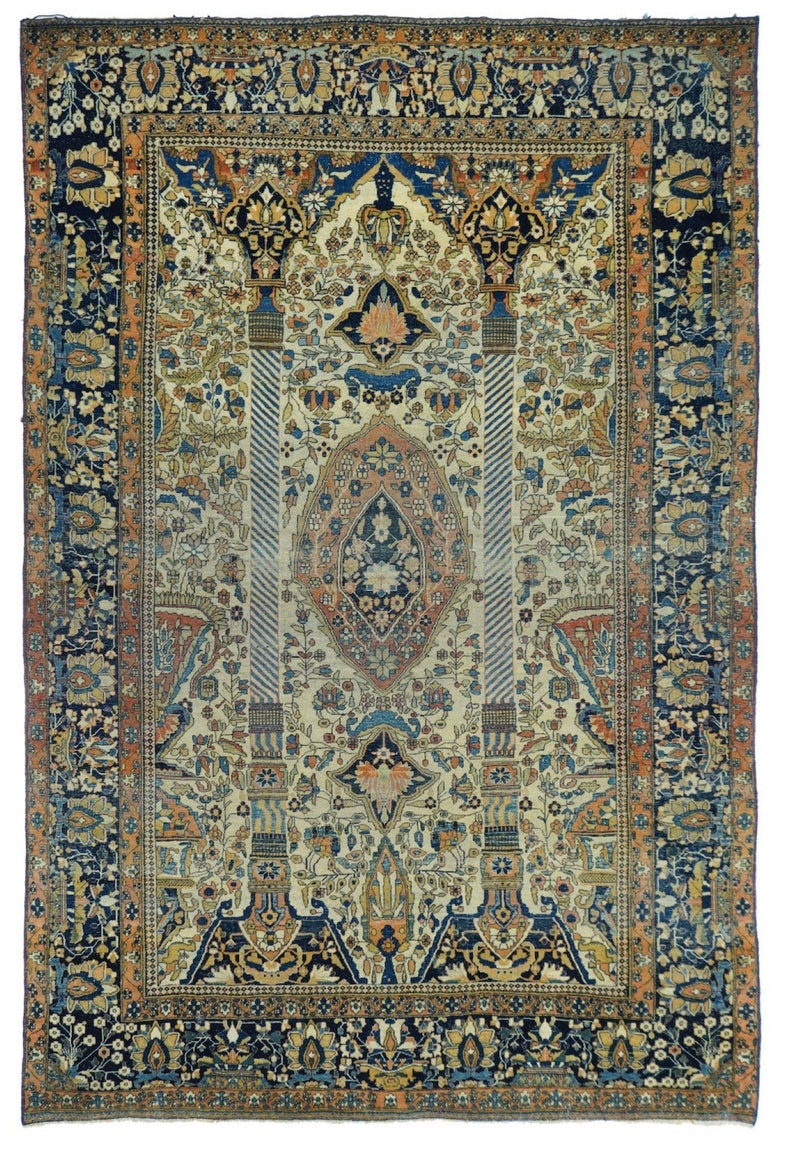 Antique Mohtasham Kashan Rug 4'5'' x 6'7''