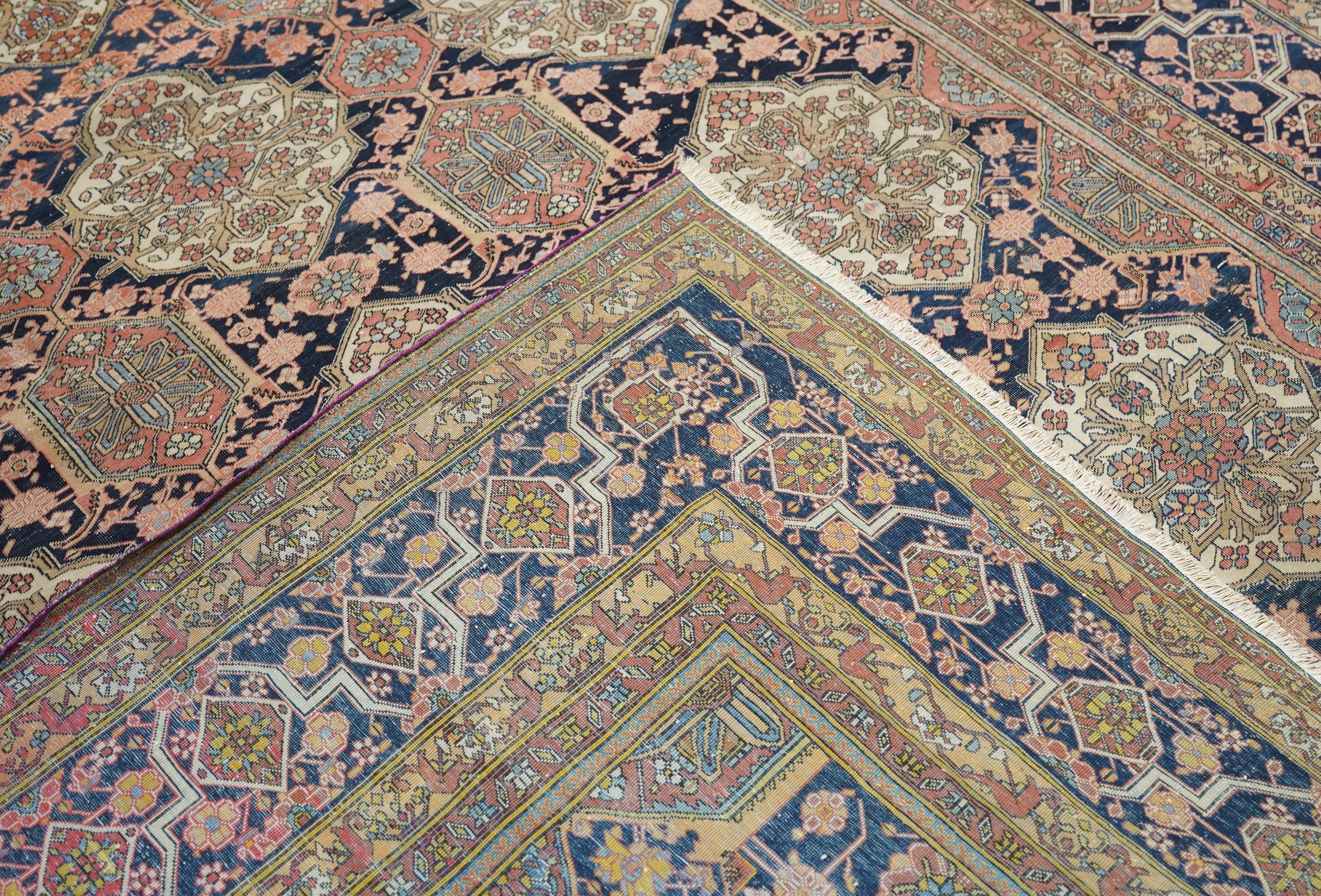 Antique Mohtasham Kashan Rug 7'6'' x 10'3''