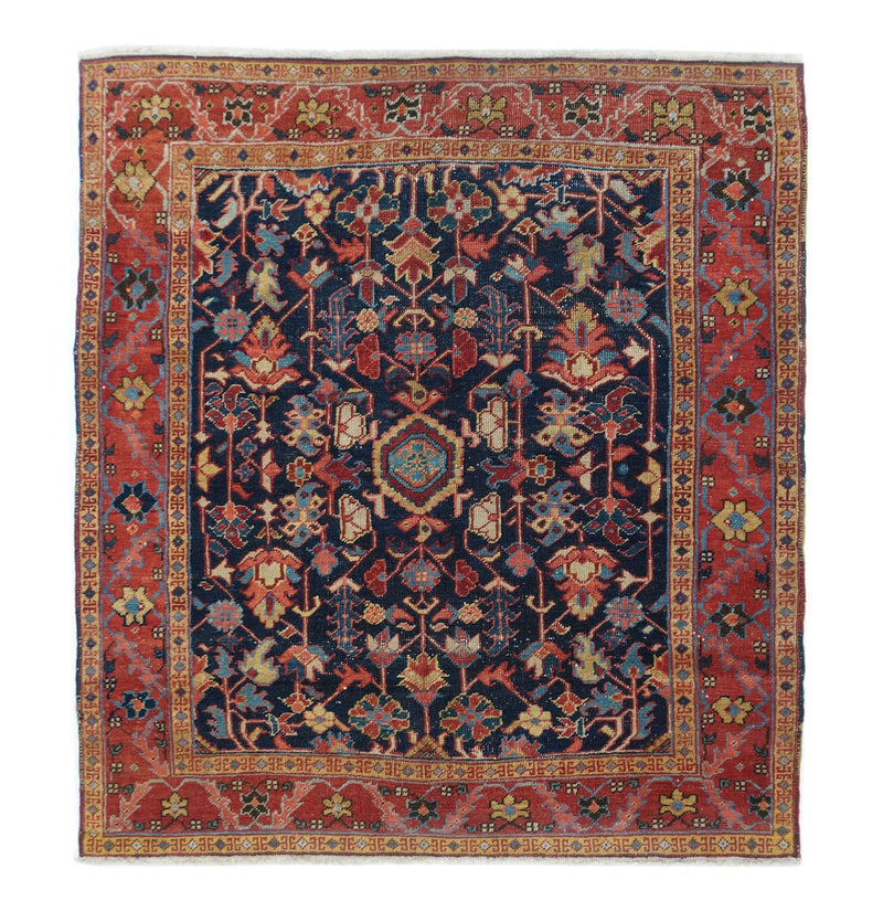 Antique Heriz Rug 4'4'' x 5'0